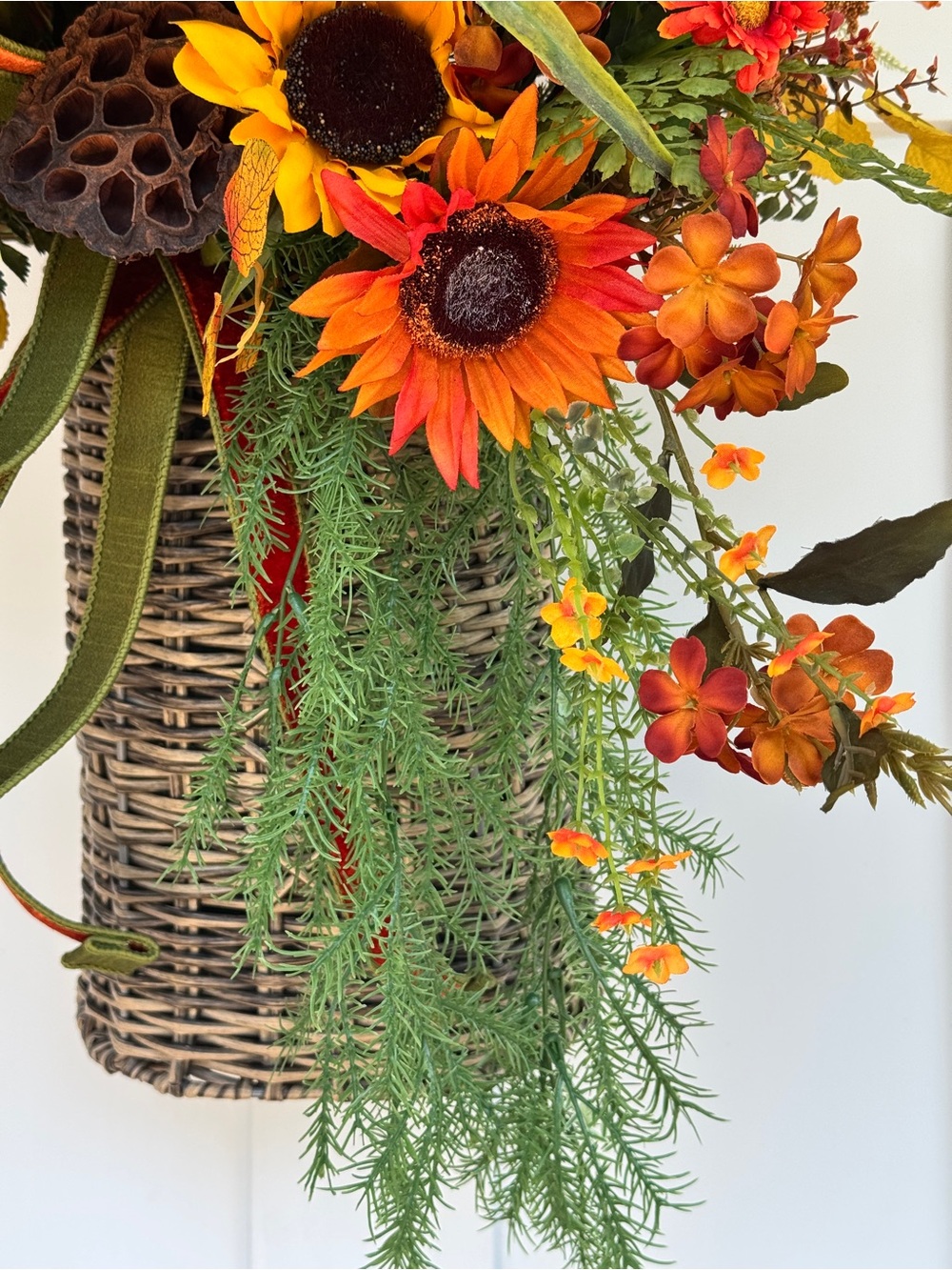 Autumn Rattan Basket Door Arrangement/Floral Arrangement - Picture 9 of 11